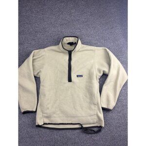 Patagonia Synchilla Pullover Sweater Mens Medium Beige Fleece Half Zip Outdoors